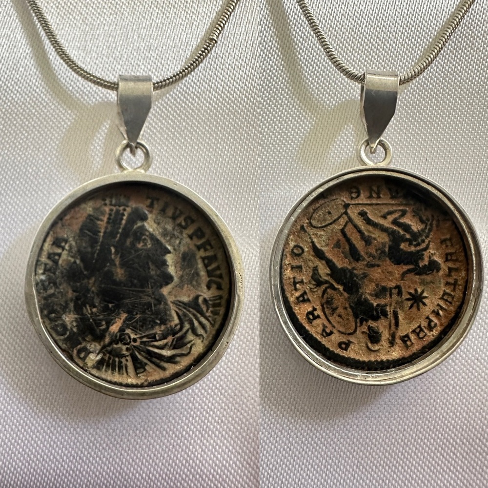 Constantine the Great Ancient Coin from Jewish-Roman War Pendant Necklace - Picture 4 of 12